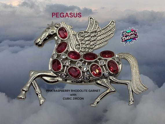 PEGASUS-SILVER with Raspberry Rhodolite Garnets