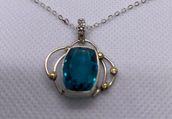 BLUE APATITE 2-Tone Necklace