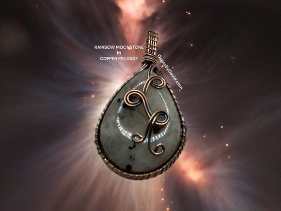 RAINBOW MOONSTONE in COPPER Necklace