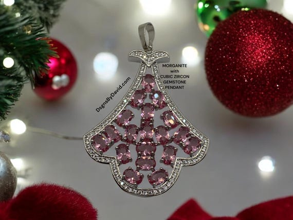 LOVELY MORGANITE with CZ Pendant Necklace