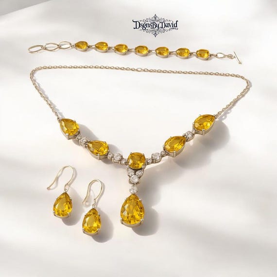 NATURAL LEMON CITRINE Gemstone 3 piece set