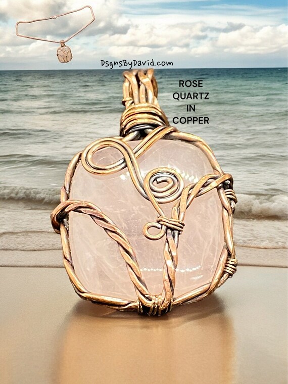 ROSE QUARTZ COPPER Pendant Necklace