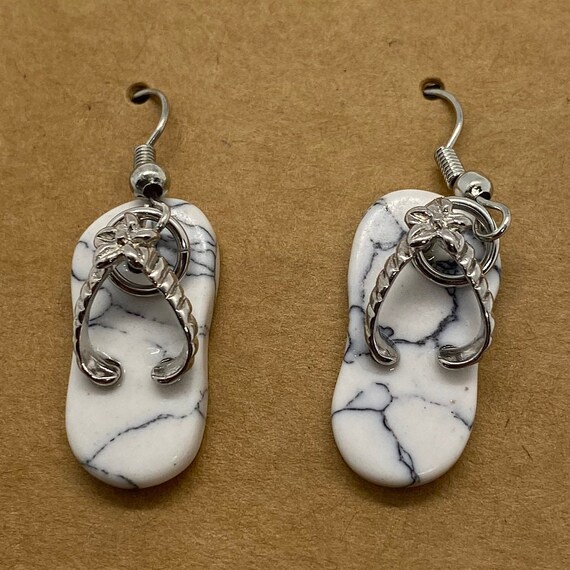 Go Beachy with White Howlite Flip Flop Earrings