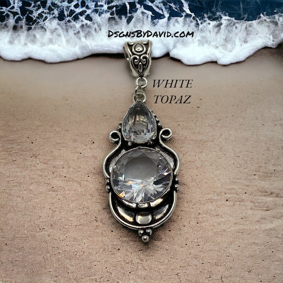 Enchanting WHITE TOPAZ Pendant Necklace