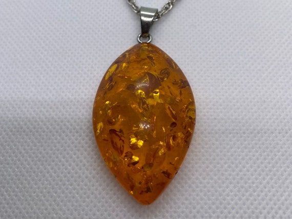 BALTIC AMBER Crystal Pendant Necklace