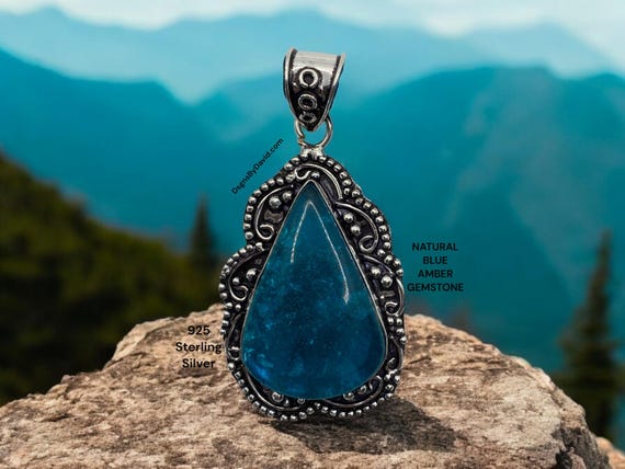NATURAL BLUE AMBER Beaded Necklace