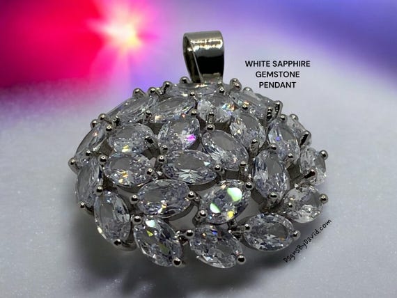 FANCY WHITE SAPPHIRE Gemstone Pendant Necklace