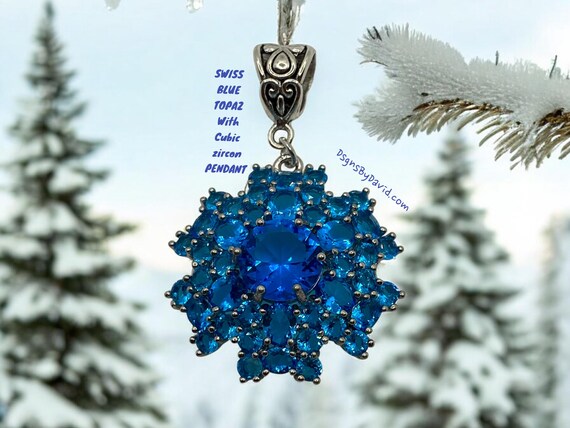 SWISS BLUE TOPAZ Party Pendant Necklace