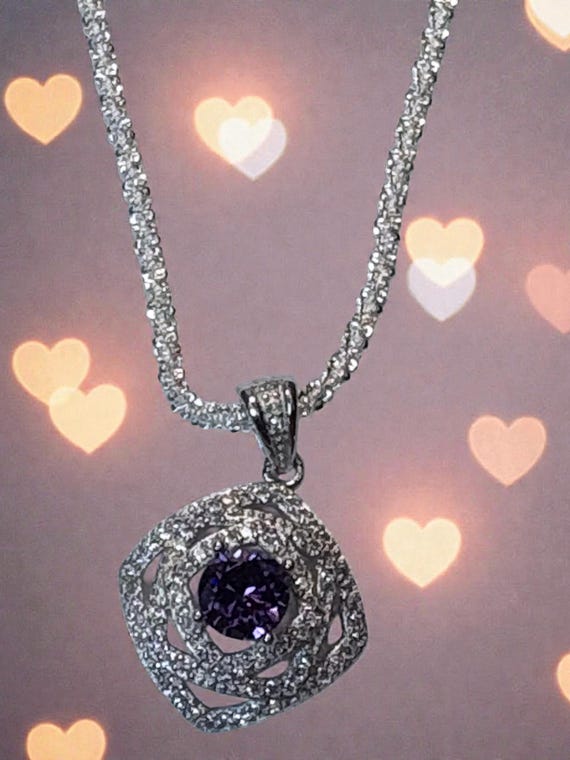 NATURAL 3CT AMETHYST 925 Necklace