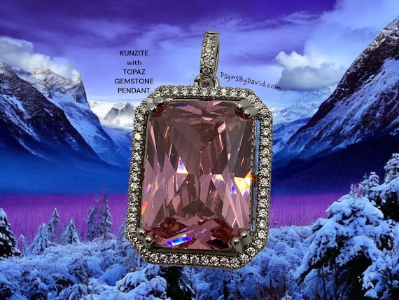 PASSIONATE KUNZITE with White Topaz Pendant Necklace