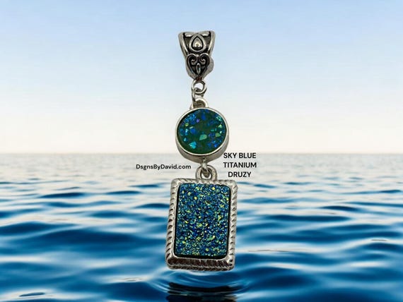MAJESTIC SKY BLUE Titanium Druzy Necklace