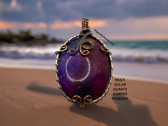 MULTI-COLOR SOLAR Quartz Copper Pendant Necklace