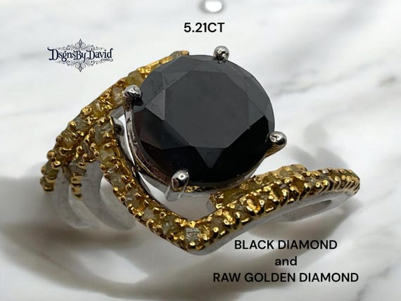 5.21CT BLACK DIAMOND BRIDAL Set-Size 7.5