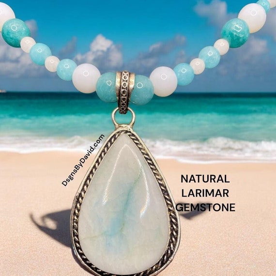 ELEGANT NATUAL LARIMAR Pendant Necklace