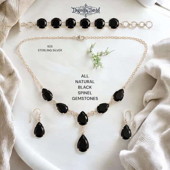 NATURAL BLACK SPINEL 3 piece Gemstone Set
