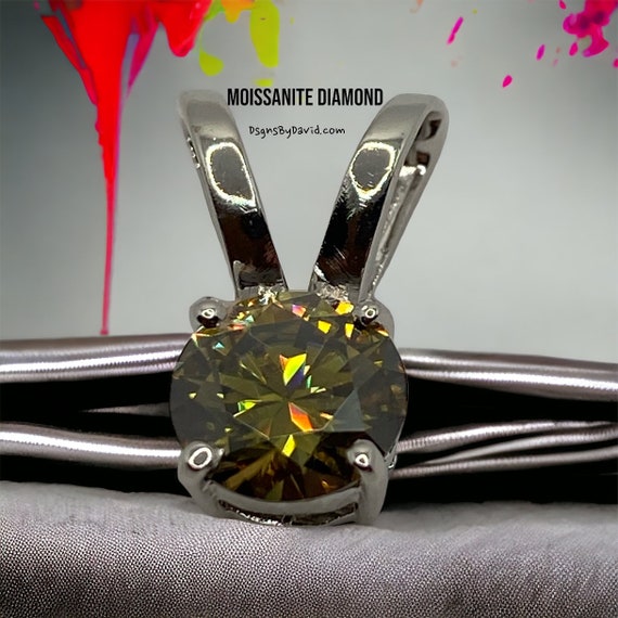 CHAMPAGNE MOISSANITE DIAMOND Pendant Necklace