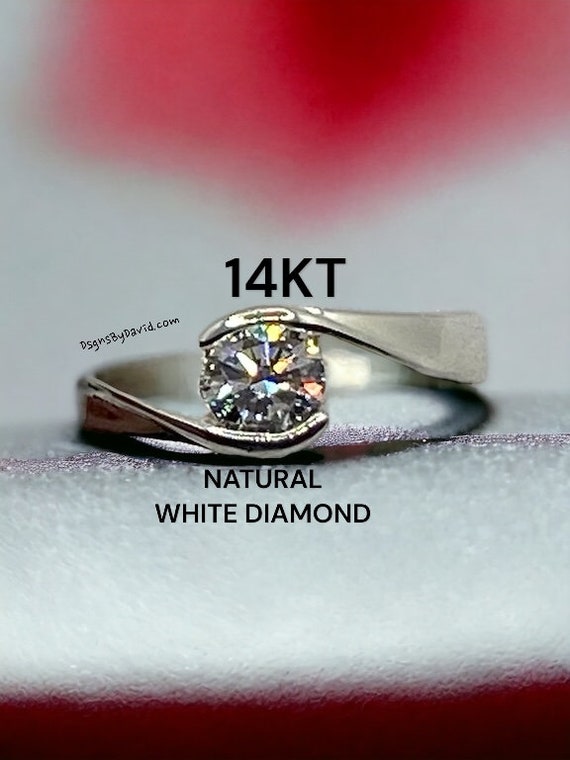 BEAUTIFUL NATURAL DIAMOND 14KT White Gold Ring(9)