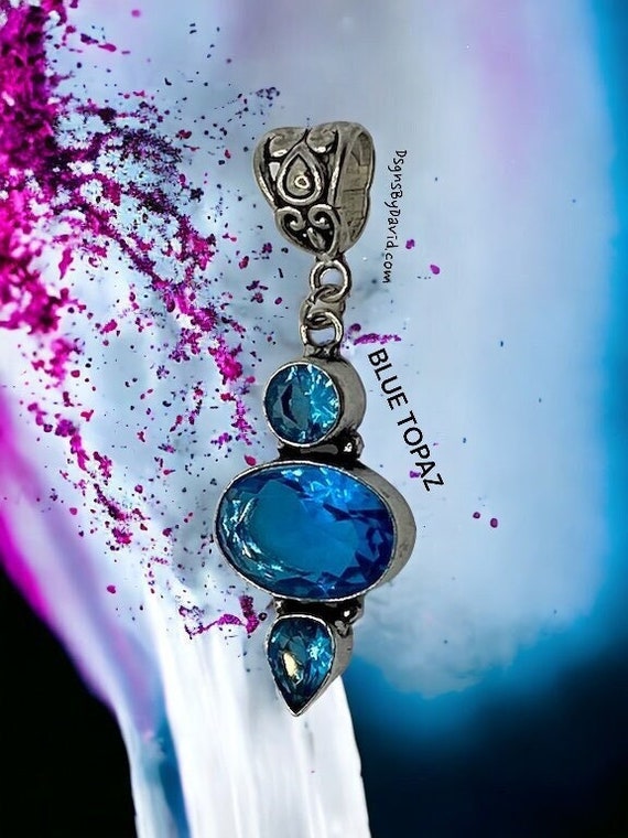 ARTISTIC BLUE TOPAZ Pendant Necklace