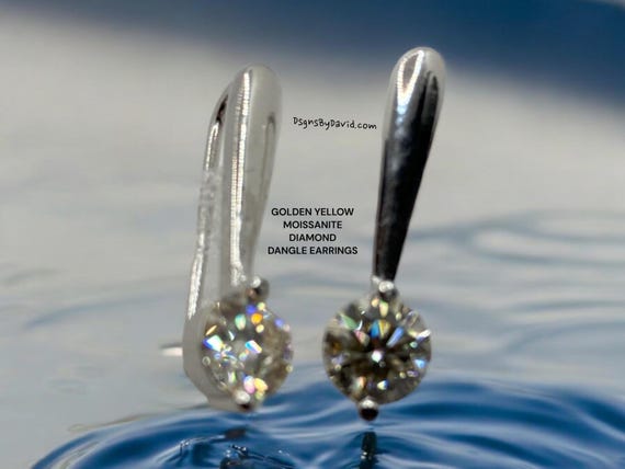 GOLDEN YELLOW DANGLE Moissanite Diamond Earrings