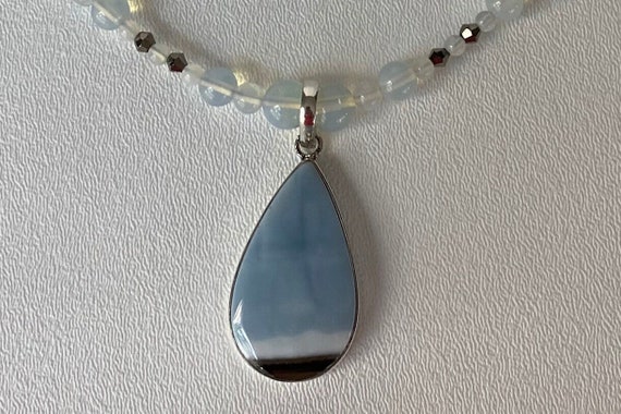 Owhyee Blue Opal Pendant Necklace