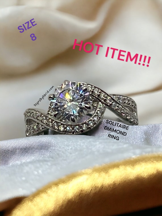 14KT White Gold ASTOUNDING SOLITAIRE DIAMOND Ring (8)