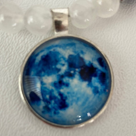 Full Moon Pendant with Lapis Lazuli and Selenite Beads