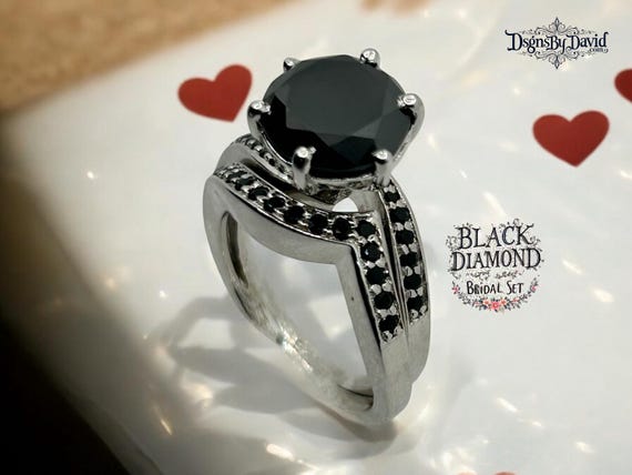 BLACK DIAMOND WEDDING Rings-Size 7