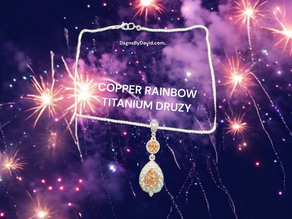 CLASSY COPPER RAINBOW  Titanium Druzy Necklace