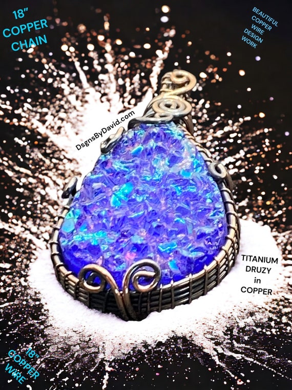 TITANIUM DRUZY in COPPER Pendant Necklace