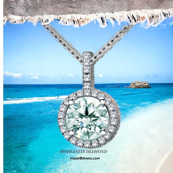 Halo MOISSANITE DIAMOND Pendant Necklace