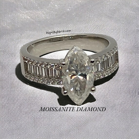 MOISSANITE DIAMOND and BAGUETTE'S Size 9 Ring