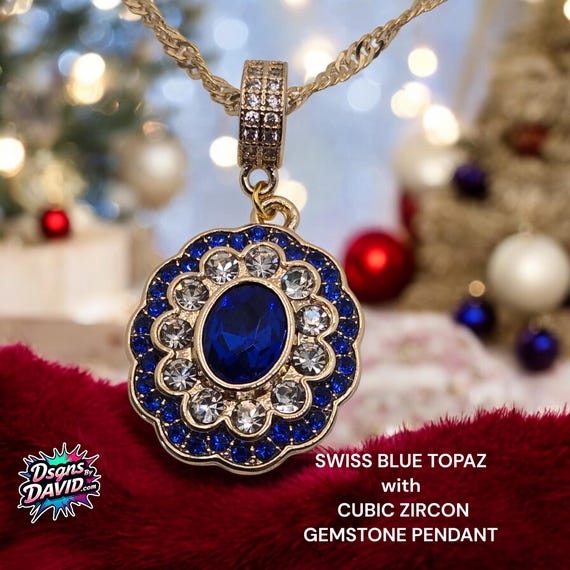 NATURAL GOLDEN SWISS Blue Topaz Necklace