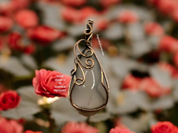 Rose Quartz Copper Pendant Necklace