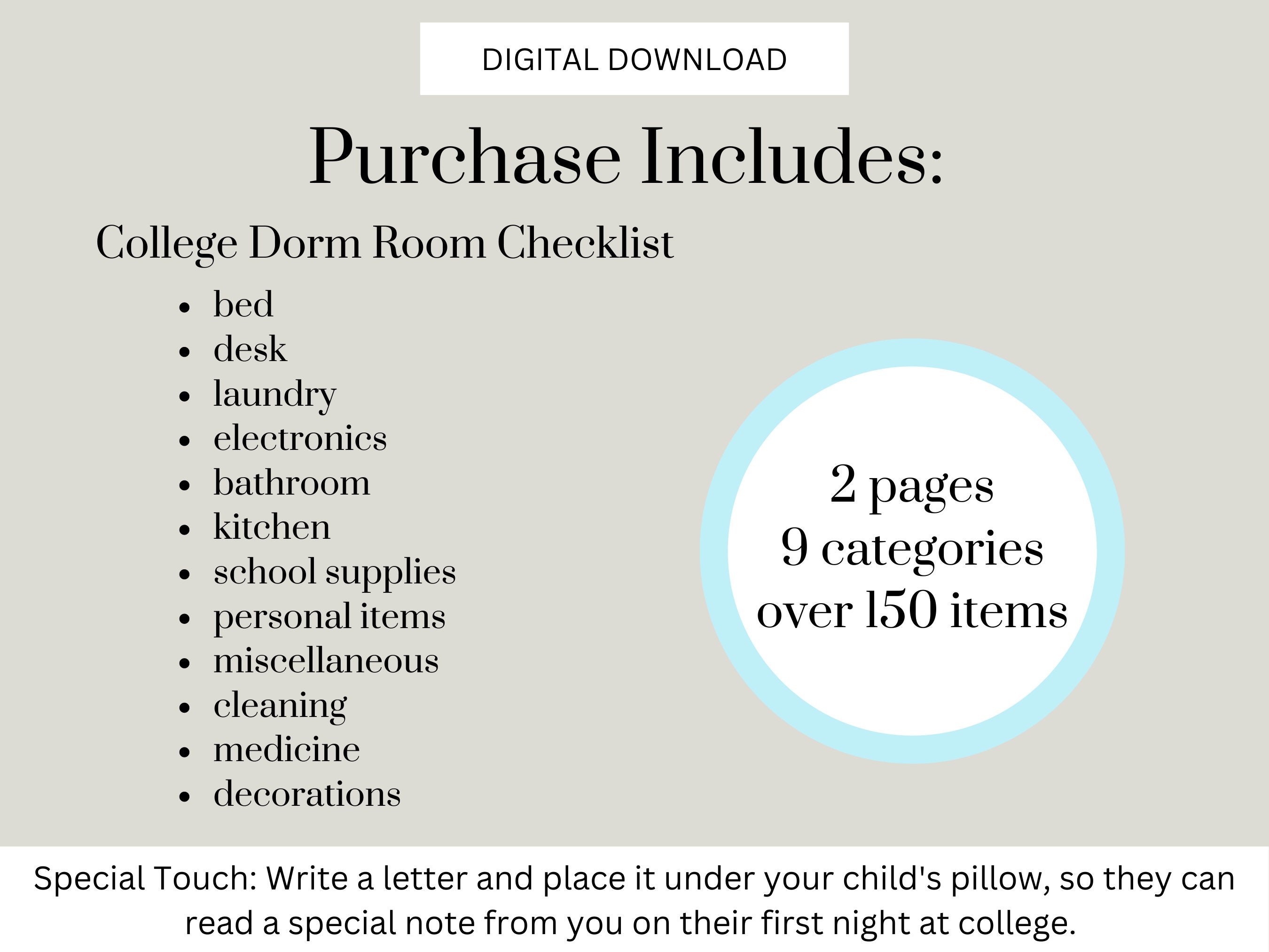 College Dorm Room Checklist - Etsy