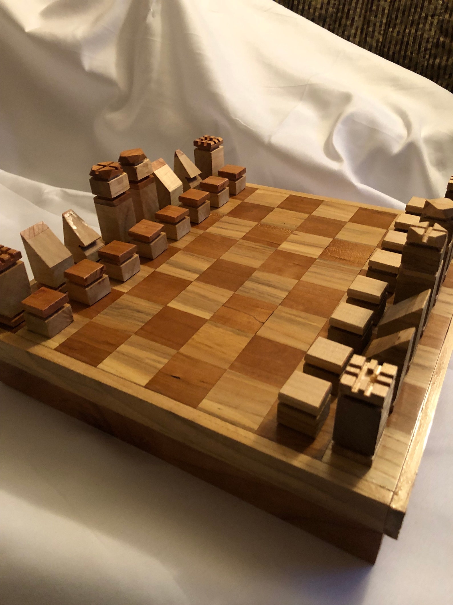 Chess/checker Set: Wooden Minimalistic - Etsy