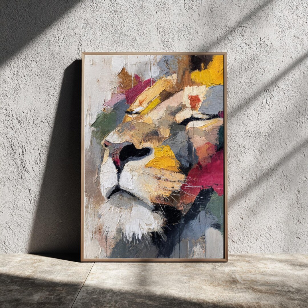 Abstract Lion Portrait | Digital Wall Art Download | Modern Wildlife ...
