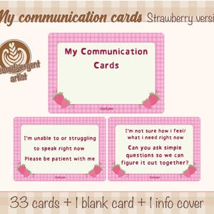 Dagelijkse communicatiekaarten | Niet-sprekend | Non-verbaal | Semi-verbaal | Autisme | Neurodivergent | Mondeling afsluiten | Aardbei
