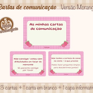 Cartas de comunicação diária | Não falando | Não verbal | Semi Verbal | Autismo | Neurodivergente | Desligamento Verbal | morango