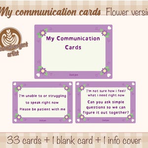 Dagelijkse communicatiekaarten | Niet-sprekend | Non-verbaal | Semi-verbaal | Autisme | Neurodivergent | Mondeling afsluiten | Bloemen