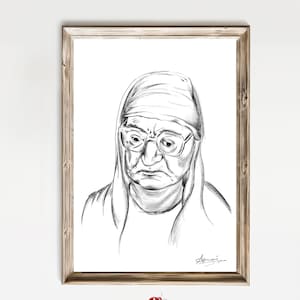 Vintage Pencil Sketch Wall Decor, Portrait Drawing Printable Wall Art, JPG Print Digital Download