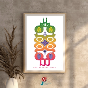 Dekoratives Poster druckbare Wandkunst, bunte geometrische Druck digitaler Download, islamische Wanddekoration