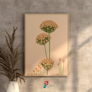 Beige Flower Printable Wall Art: Minimalist Botanical Poster (JPG Digital Download)