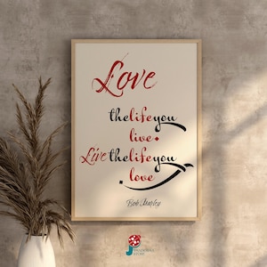 Life Quote Printable Wall Art | Bob Marley Inspirational Typography Poster | Home Decor Print I Living Room Gift | JPG Digital Download