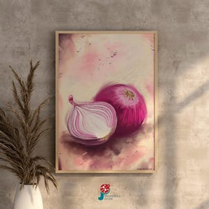 Onion Printable Wall Art | Digital Oil Painting Vegetable Poster | Kitchen Print Gift I Vegetable Art For Restaurant