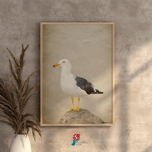 Seagull Illustration Printable Wall Art | Wall Decor for Animal Lovers I Vintage Coastal Decor Poster for Living Room