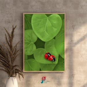 Romantic Nature-Inspired Printable Wall Art I Valentines Day Ladybug Wall Decor | Living Room Gift JPG Home Decor Print I Valentines Gift