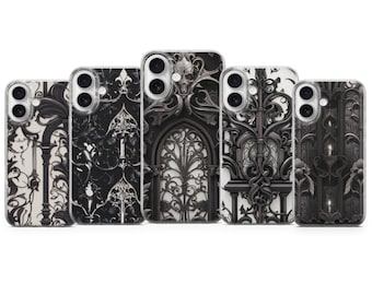 Etui na telefon w kolorze gotyckim, ciemnoczarne, z wzorem gotyckim, do iPhone'a 18 Pro Max | Samsunga S26 Fe | Google Pixel 11 Pro XL