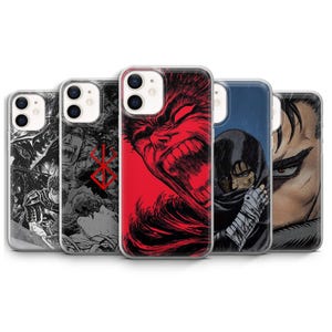 Berserk Coque de portable Guts Swordsman Hawk, noire, Manga et Anime pour iPhone 16, 16e, 16 Pro, Pro Max, 15, 14, 13, 12 | Samsung | Pixel de Google