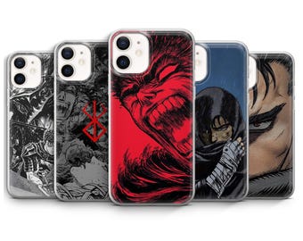 Funda para teléfono Berserk con diseño de espadachín negro y halcón para iPhone 11, Samsung S25 y Google Pixel 10