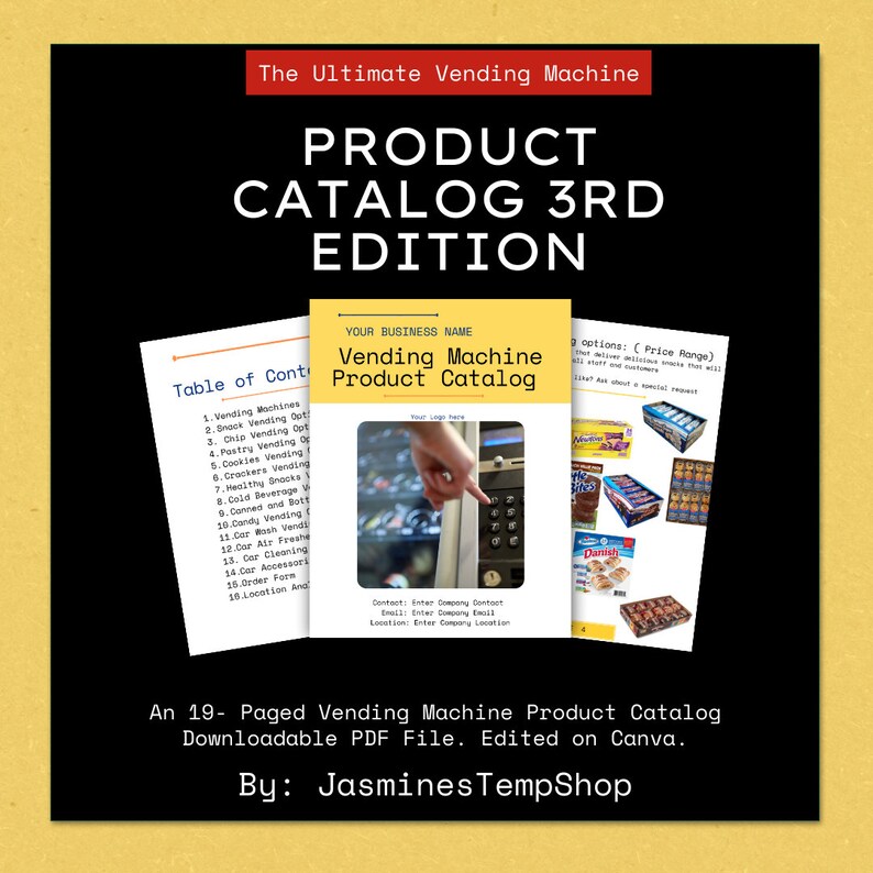 Vending Machine Business Product Catalog Yellow Vending Etsy